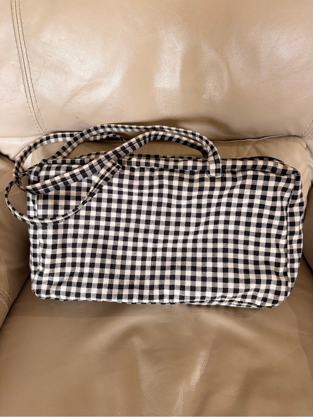 BAGGU Gingham Medium Nylon Bowler Bag